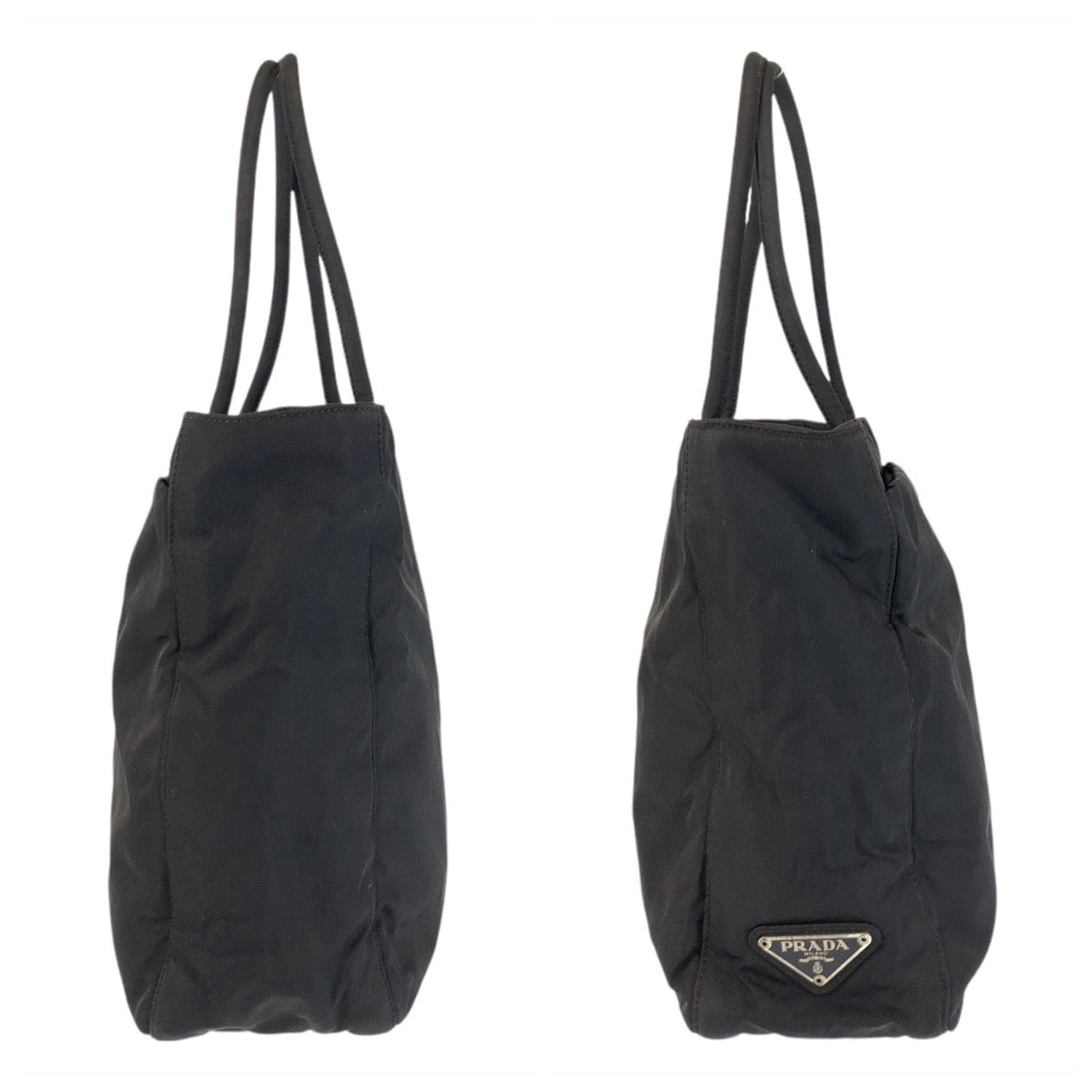 21517
PRADA プラダ テスート 三角ロゴプレート ブラック 黒 シルバー金具 ナイロン トートバッグ ショルダーバッグ レディース AB27