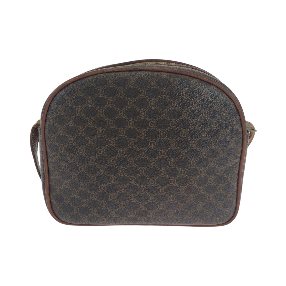 21519
CELINE セリーヌ ヴィンテージ マカダム ブラウン ゴールド金具 PVC ショルダーバッグ ポシェット レディース AB21