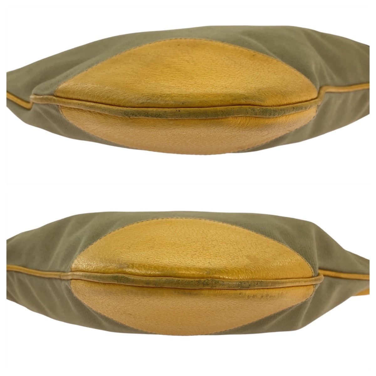 21526
PRADA プラダ 三角ロゴプレート ベージュ イエロー シルバー金具 キャンバス / レザー トートバッグ ハンドバッグ ショルダーバッグ レディース ABP25