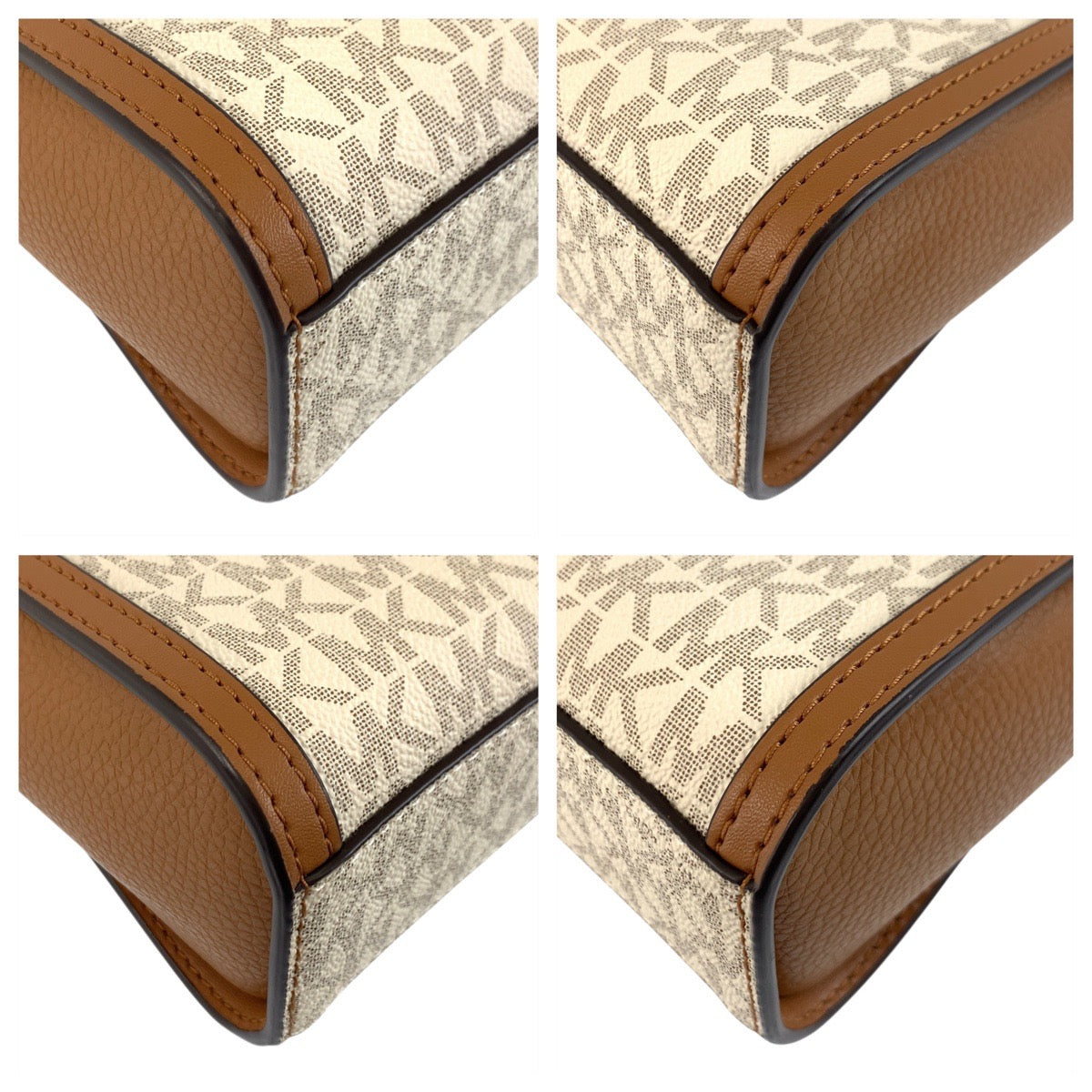 21527
Michael Kors マイケルコース MKシグネチャー ホワイト ブラウン ゴールド金具 PVC / レザー 00278 ショルダーバッグ ポシェット レディース A20