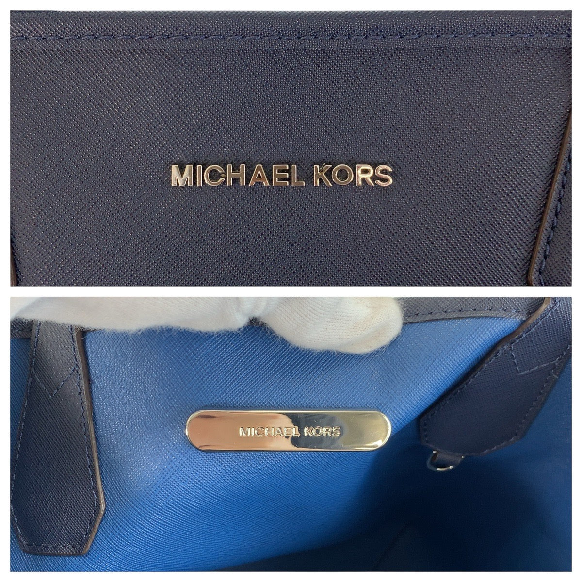 21531
Michael Kors マイケルコース リバーシブル ネイビー シルバー金具 レザー トートバッグ ショルダーバッグ レディース A18