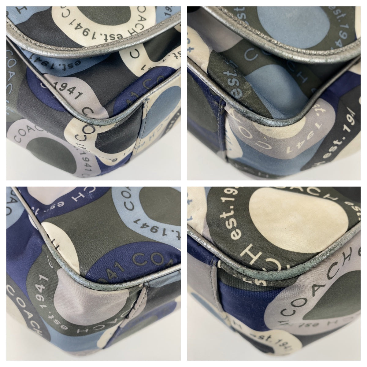 21534
COACH コーチ スナップヘッド ブルー マルチカラー シルバー金具 ナイロン / レザー ショルダーバッグ メッセンジャーバッグ レディース ABP8