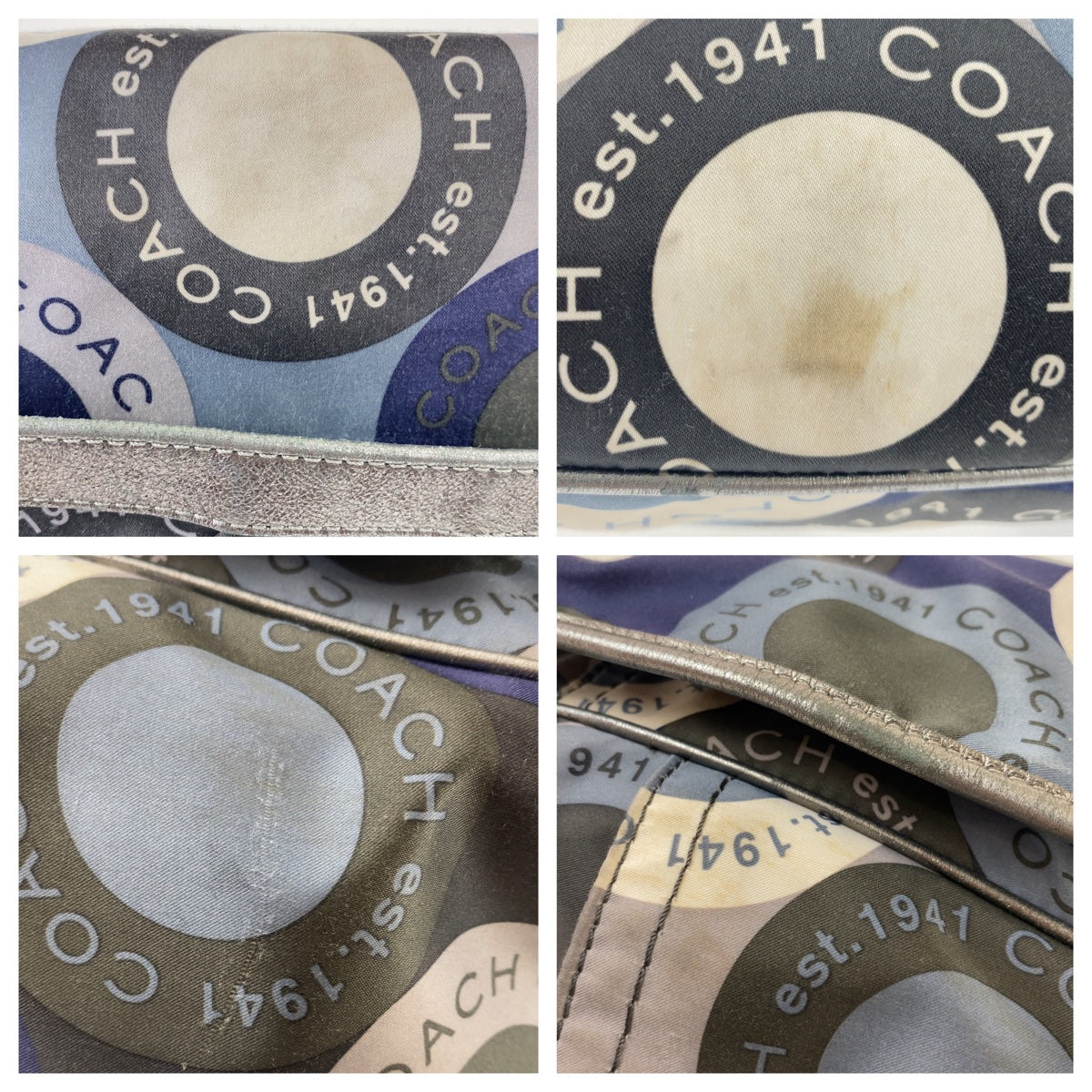 21534
COACH コーチ スナップヘッド ブルー マルチカラー シルバー金具 ナイロン / レザー ショルダーバッグ メッセンジャーバッグ レディース ABP8