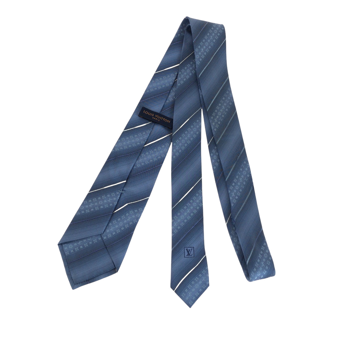 21535
LOUIS VUITTON ルイヴィトン モノグラム クラヴァット LV スロープ ブルー 青 シルク M71716 ネクタイ メンズ B