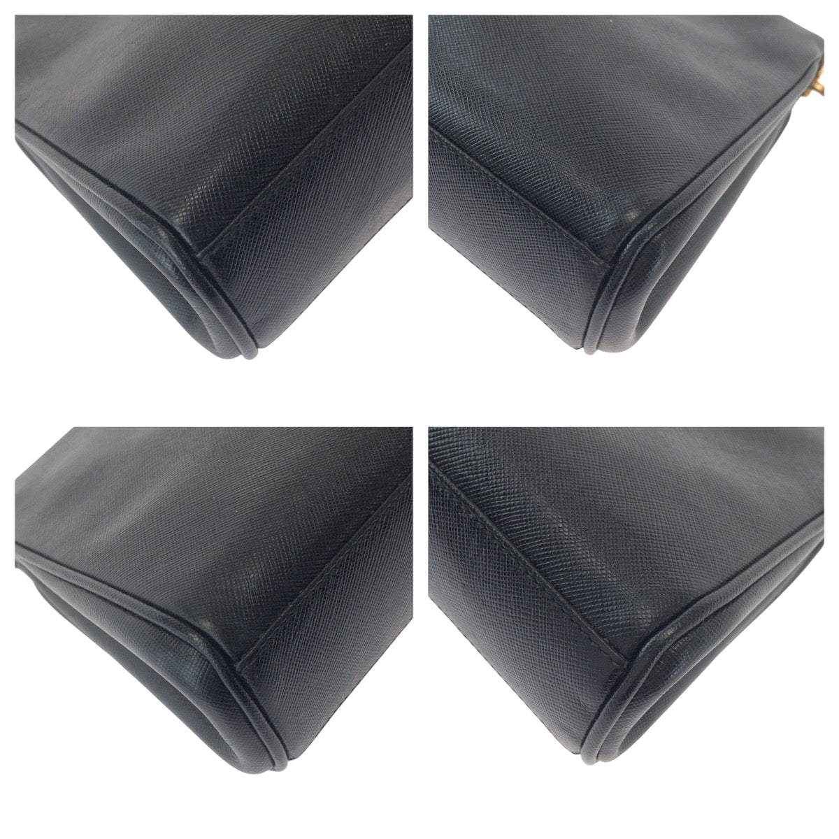 21537
PRADA プラダ ヴィンテージ サフィアーノ ロゴ ブラック 黒 ゴールド金具 レザー セカンドバッグ クラッチバッグ レディース A26