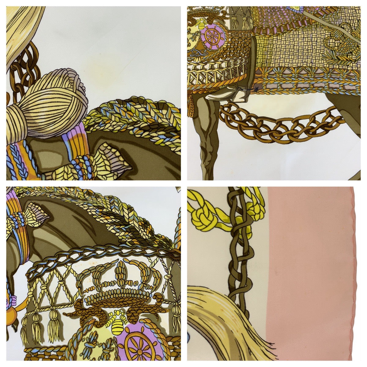 21538
HERMES エルメス ティンパニ奏者 カレ90 ピンク マルチカラー シルク スカーフ 大判スカーフ レディース AB19