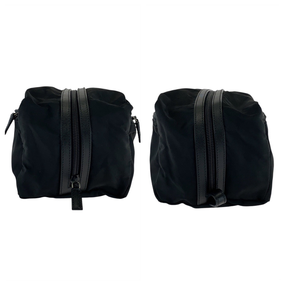 21540
PRADA プラダ テスート サフィアーノレザー 三角ロゴプレート ブラック 黒 シルバー金具 ナイロン / レザー クラッチバッグ セカンドバッグ ポーチ メンズ AB29