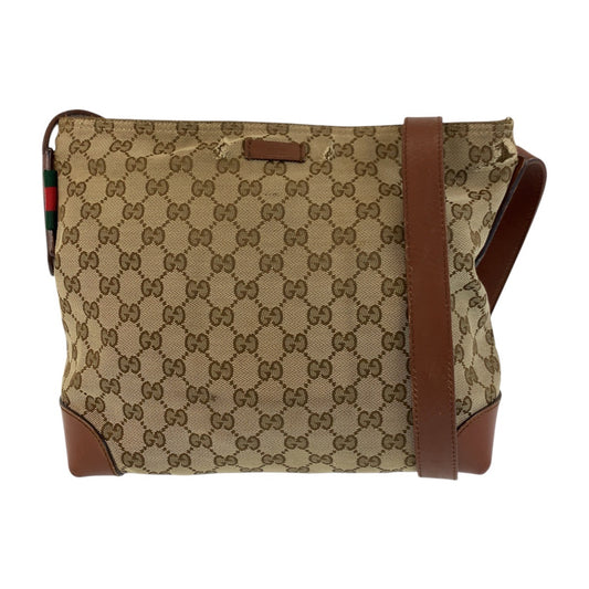 21542
GUCCI グッチ ベージュ ブラウン GGキャンバス / レザー 337598 ショルダーバッグ メッセンジャーバッグ レディース B