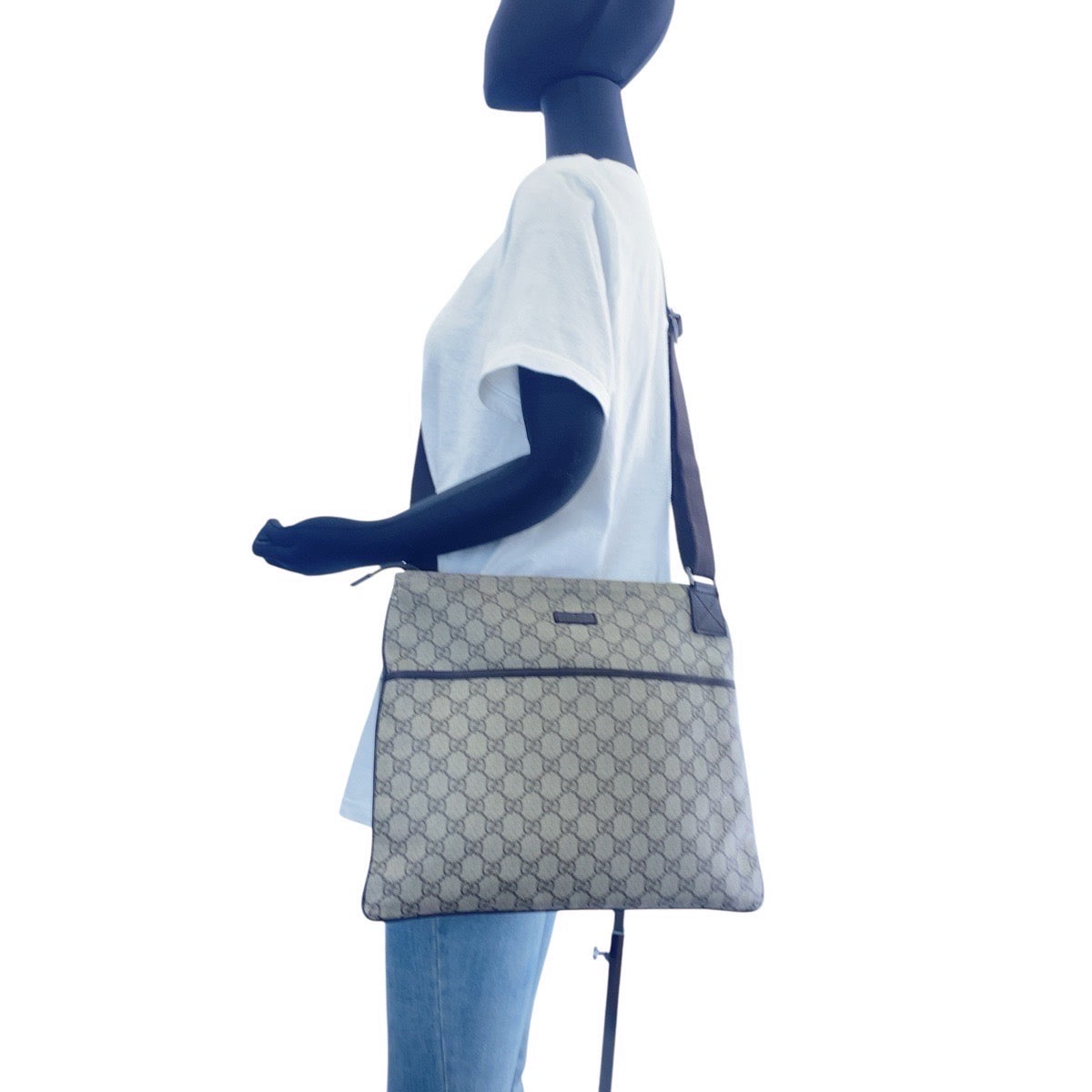 21543
GUCCI グッチ グレー ブラウン シルバー金具 GGスプリームキャンバス / レザー 141198 ショルダーバッグ ポシェット レディース AB26