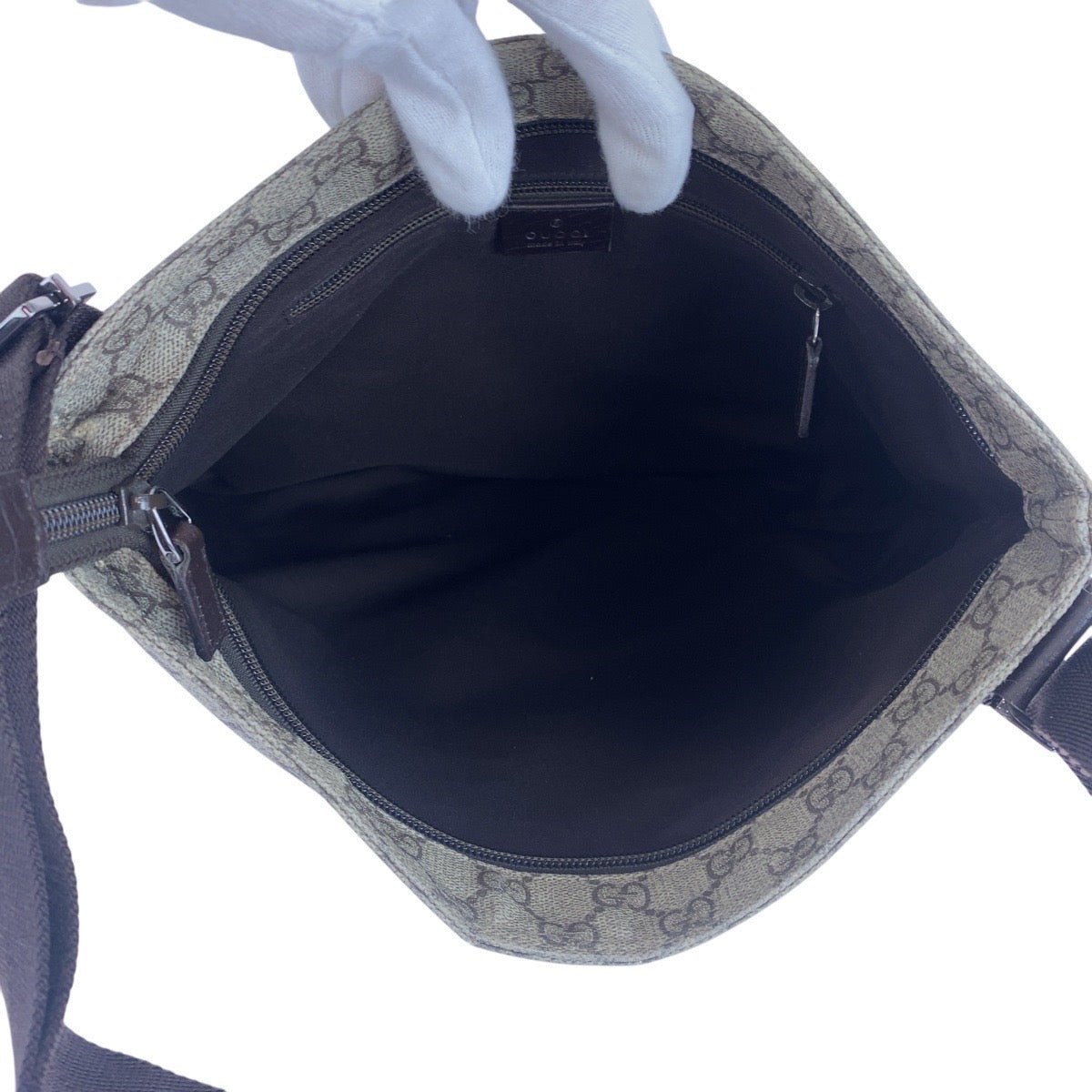 21543
GUCCI グッチ グレー ブラウン シルバー金具 GGスプリームキャンバス / レザー 141198 ショルダーバッグ ポシェット レディース AB26