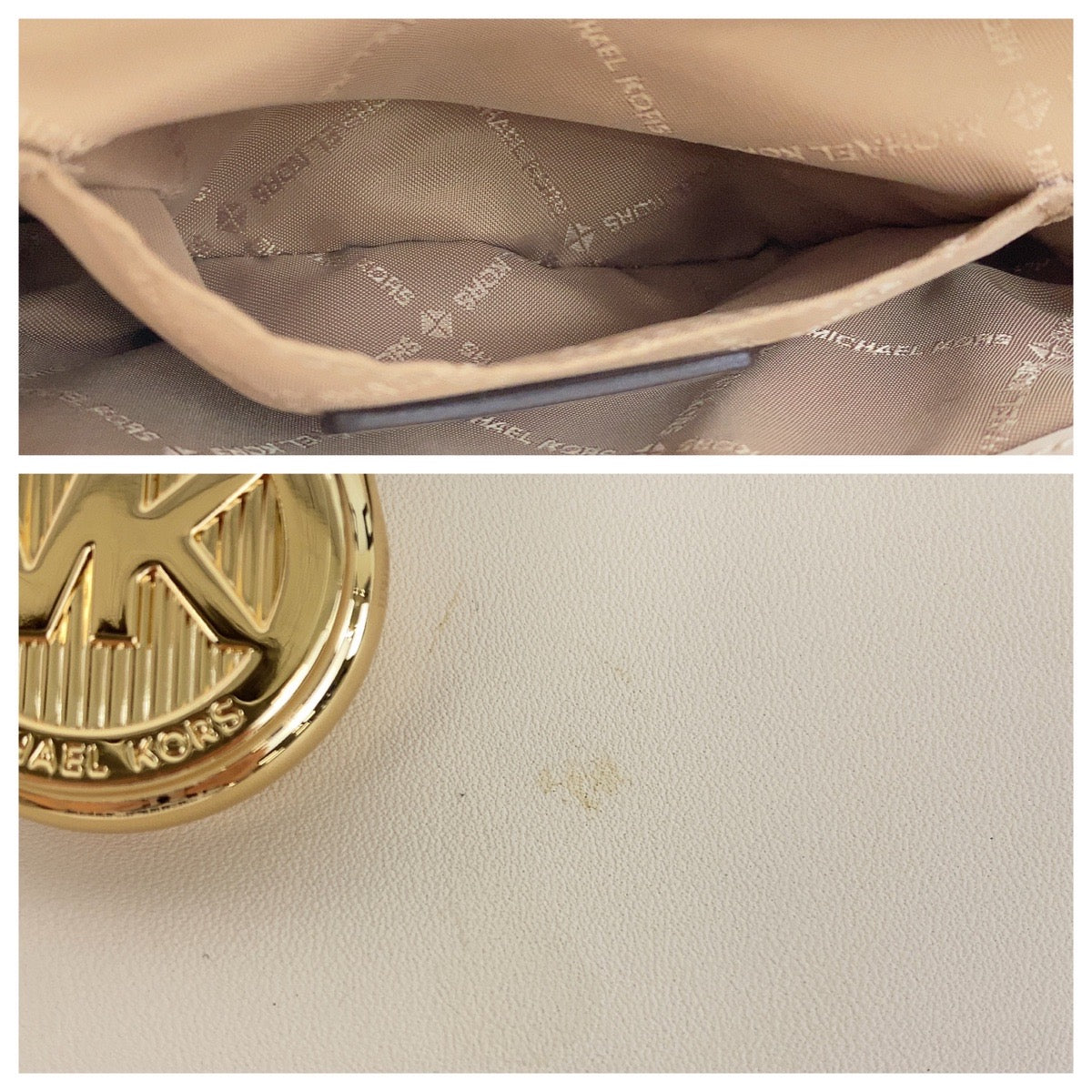 21549
Michael Kors マイケルコース LYRA フラップ クロスボディ スモール ホワイト アイボリー ゴールド金具 レザー 35F4G1YC1L ショルダーバッグ ポシェット レディース A17