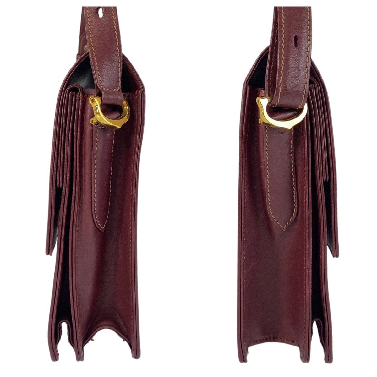 21551
CARTIER カルティエ マストライン ワインレッド ボルドー ゴールド金具 レザー 斜め掛け ショルダーバッグ メッセンジャーバッグ レディース ABP34