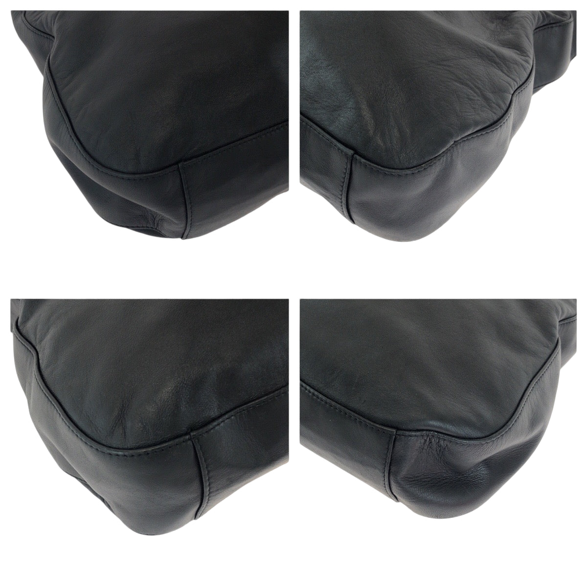 21552
PRADA プラダ プラスチックハンドル ロゴ ブラック 黒 プラスチック / レザー ホーボー プラハンドル ショルダーバッグ レディース AB34