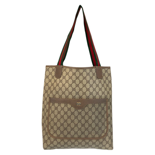 21554
GUCCI グッチ ヴィンテージ シェリーライン オールドグッチ ベージュ ブラウン GGスプリームキャンバス / レザー 39 02 003 トートバッグ ショルダーバッグ レディース AB33