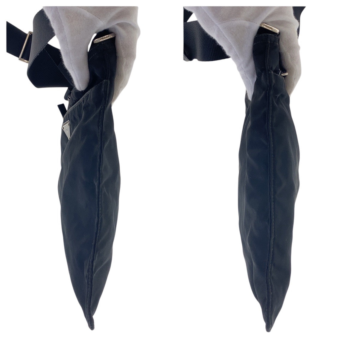 21556
PRADA プラダ テスート 三角ロゴプレート ブラック 黒 シルバー金具 ナイロン ショルダーバッグ ポシェット レディース AB34