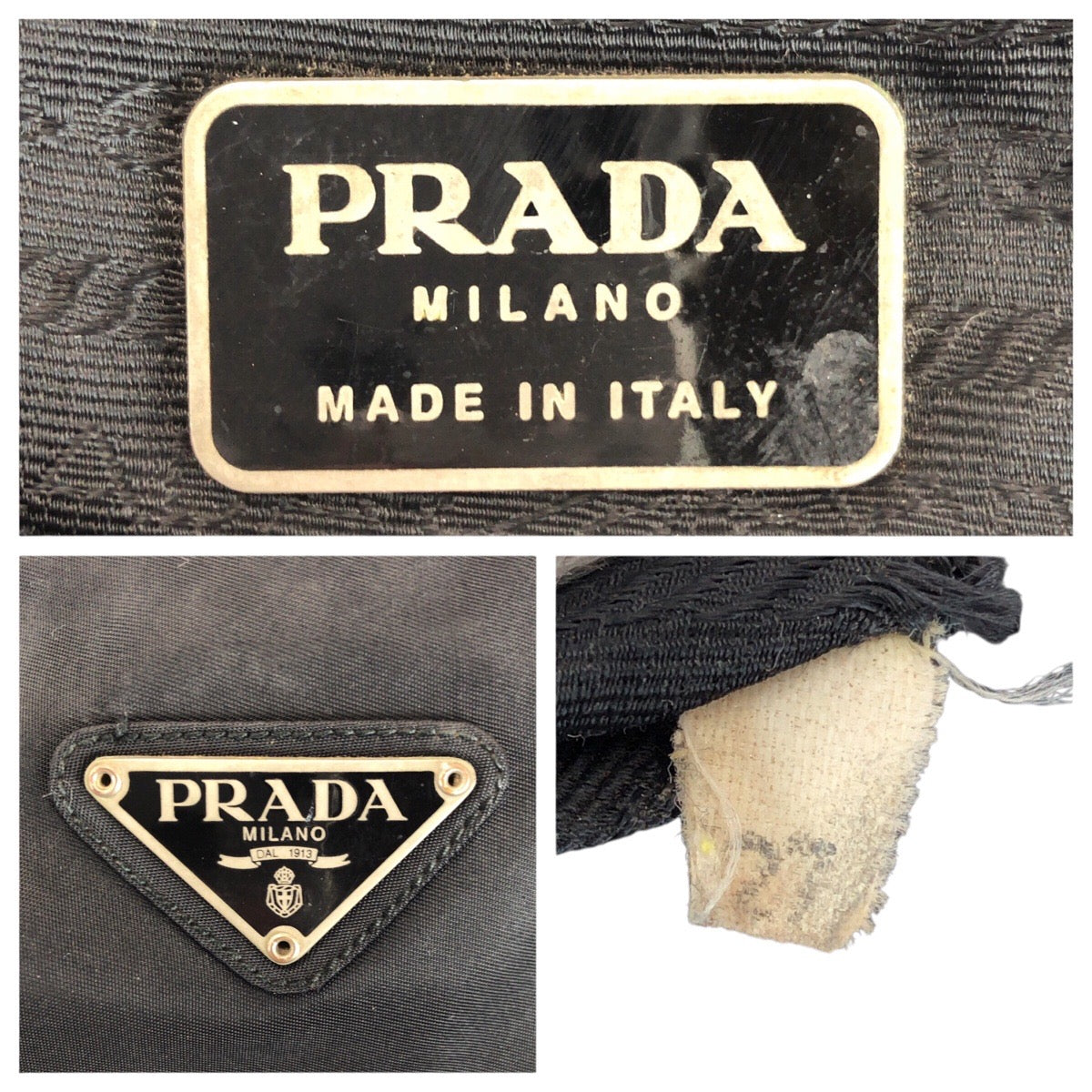 21563
PRADA プラダ テスート 三角ロゴプレート ブラック 黒 シルバー金具 ナイロン トートバッグ ショルダーバッグ レディース AB14