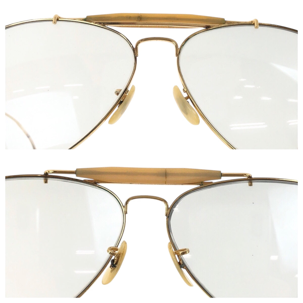 21569
Ray-Ban Vintage B&L RAY-BAN U.S.A. Gold Cream Glass / Metal R&B 58□14 USA Sunglasses Unisex Teardrop Men's AB7