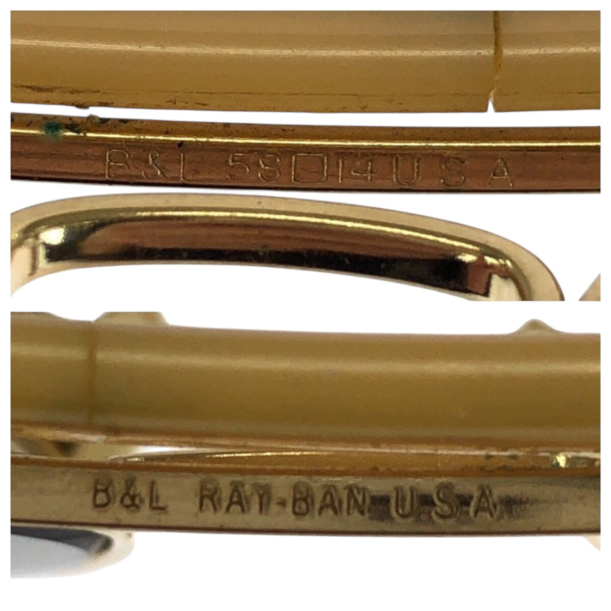 21569
Ray-Ban Vintage B&L RAY-BAN U.S.A. Gold Cream Glass / Metal R&B 58□14 USA Sunglasses Unisex Teardrop Men's AB7