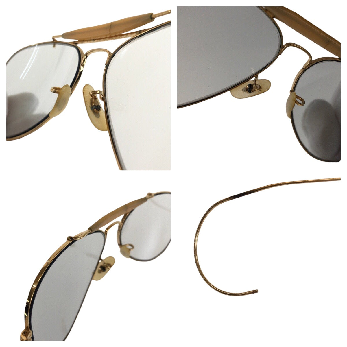 21569
Ray-Ban Vintage B&L RAY-BAN U.S.A. Gold Cream Glass / Metal R&B 58□14 USA Sunglasses Unisex Teardrop Men's AB7