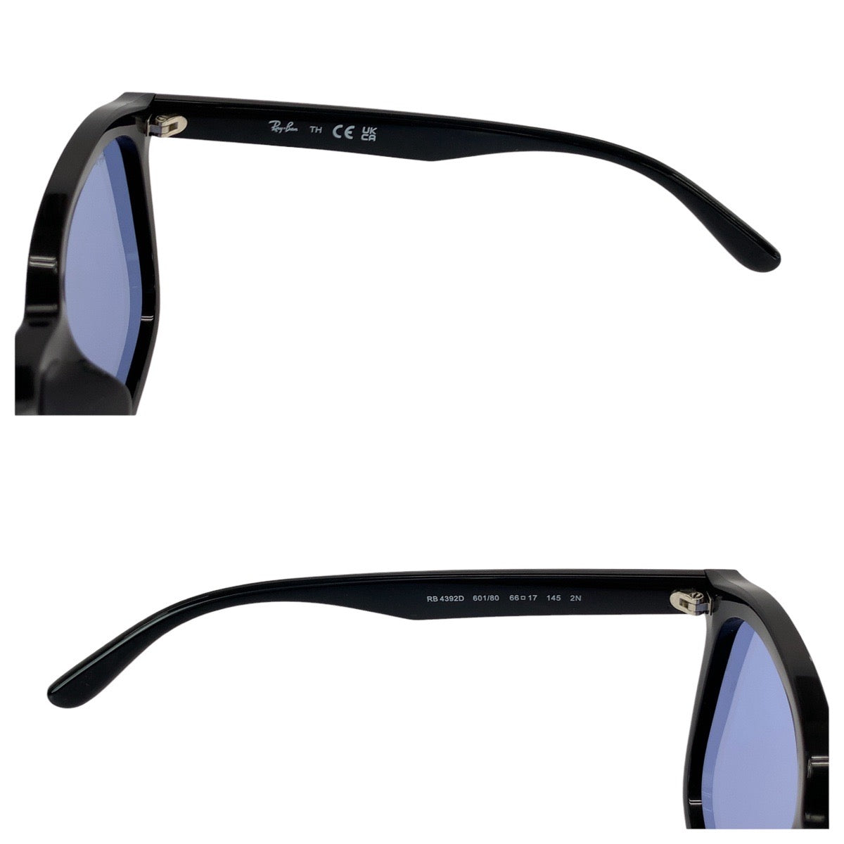 21570
Ray-Ban レイバン ブラック 黒 ブルー プラスチック RB4392D 601/80 66□17 145 2N サングラス 男女兼用 スクエア メンズ ABP10
