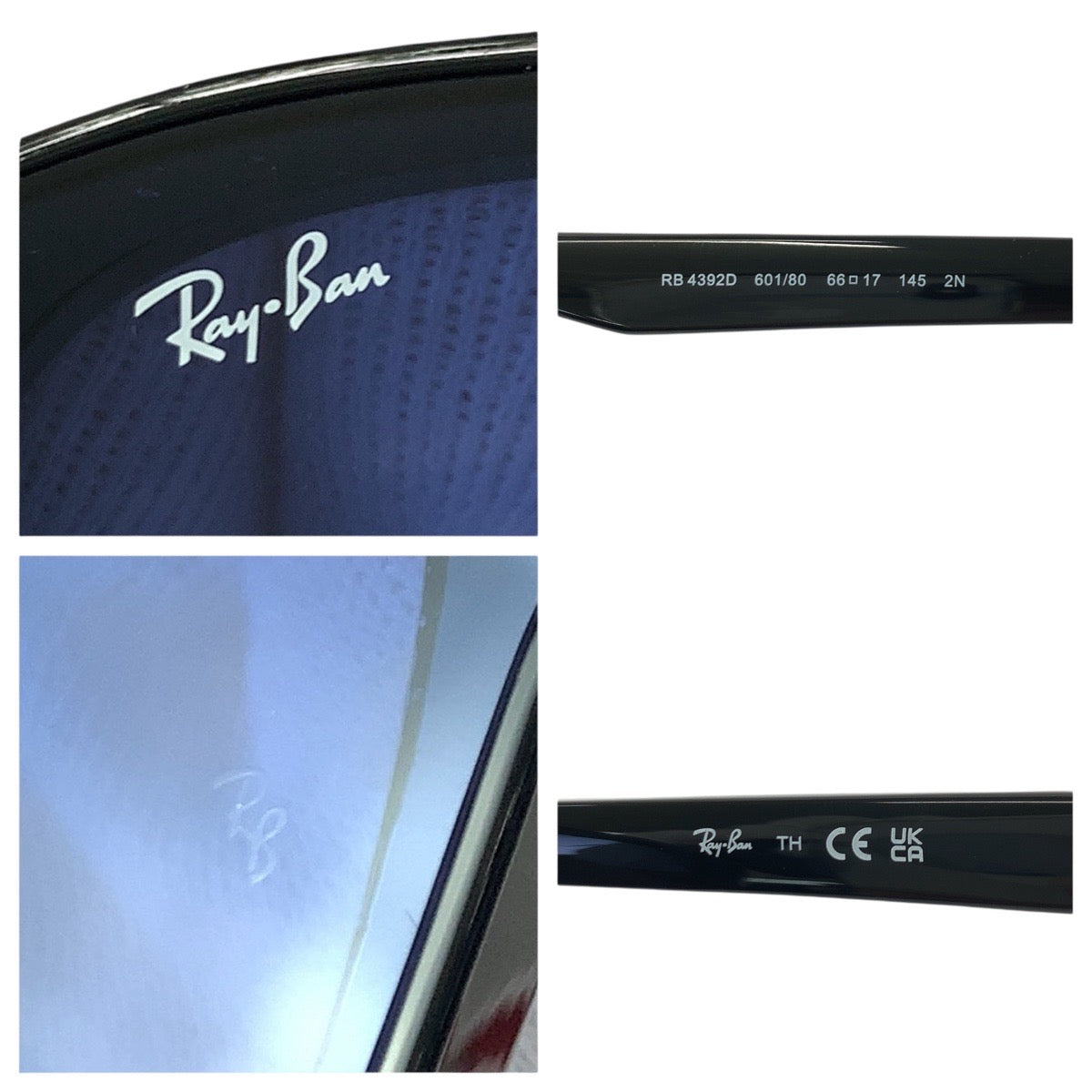 21570
Ray-Ban レイバン ブラック 黒 ブルー プラスチック RB4392D 601/80 66□17 145 2N サングラス 男女兼用 スクエア メンズ ABP10