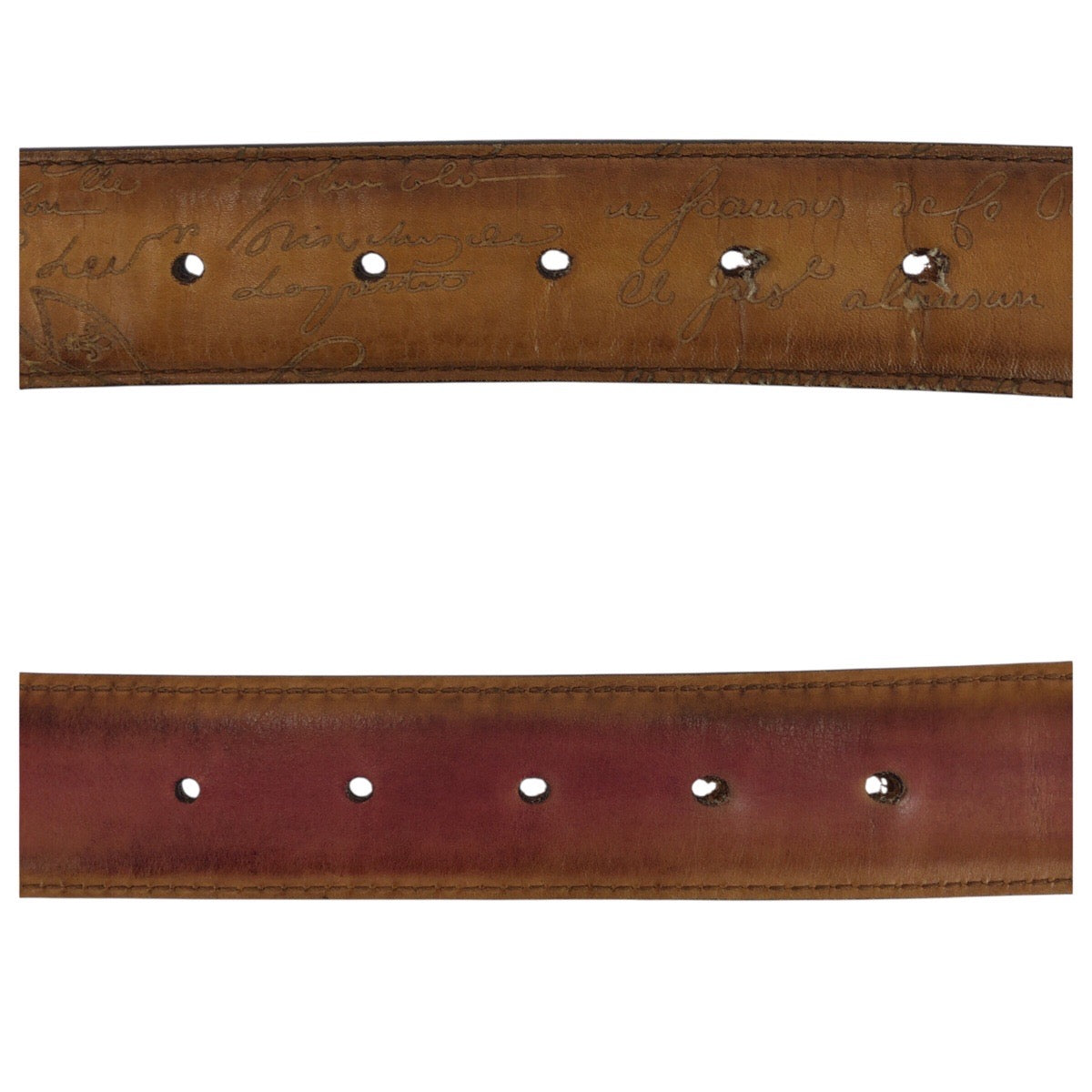 21574
Berluti ベルルッティ カリグラフィ スクリット 85cm/34インチ ブラウン シルバー金具 レザー ベルト 男女兼用 メンズ AB30