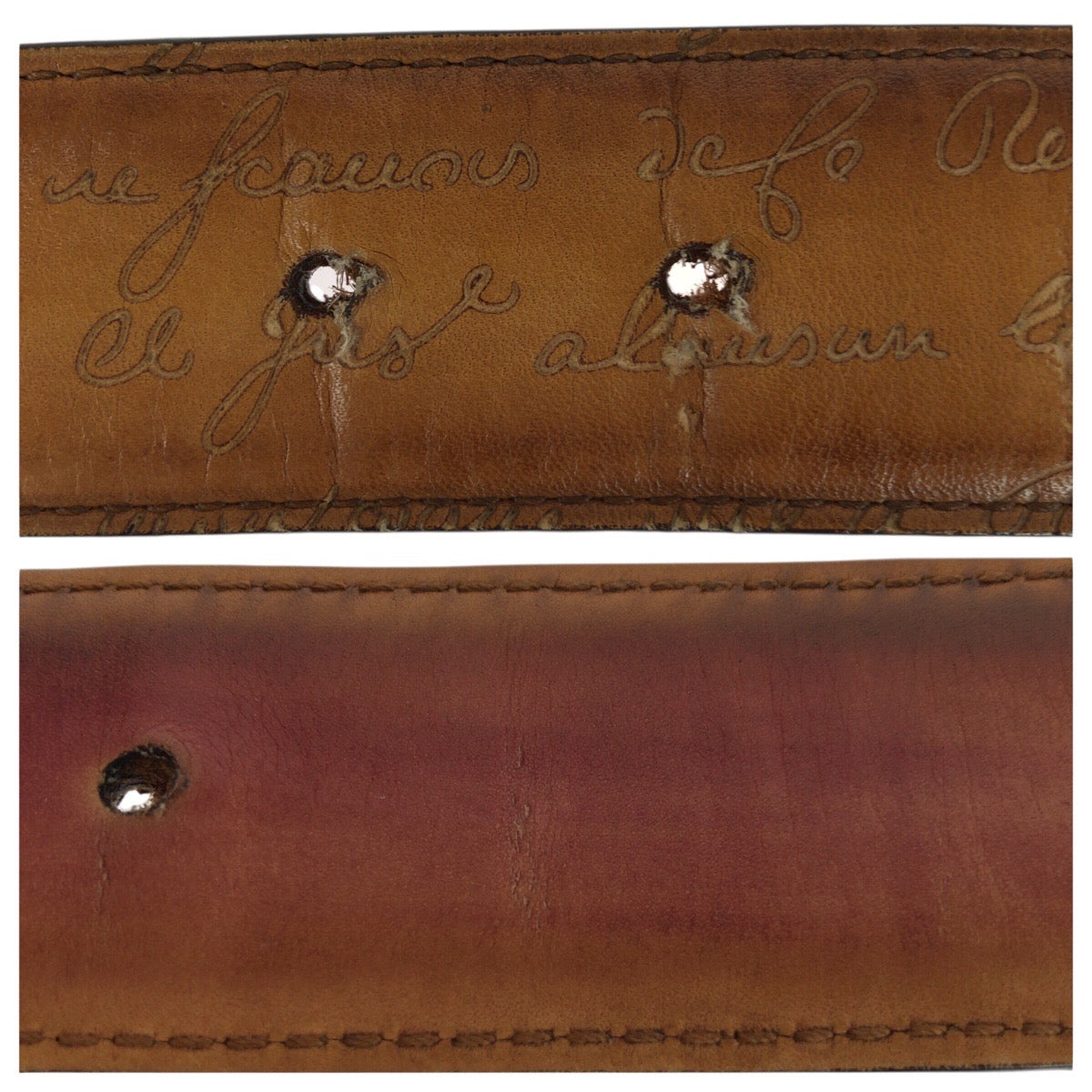 21574
Berluti ベルルッティ カリグラフィ スクリット 85cm/34インチ ブラウン シルバー金具 レザー ベルト 男女兼用 メンズ AB30