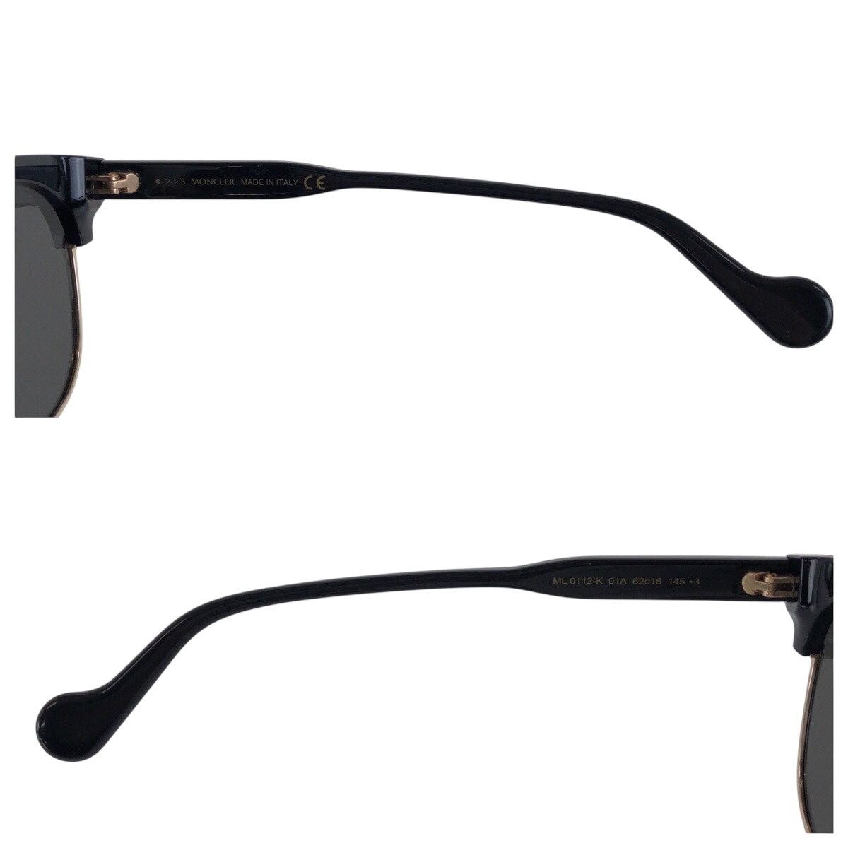 21581
MONCLER モンクレール ブラック 黒 ゴールド プラスチック ML 0112 K 01A 62□18 145 3 サングラス 男女兼用 ボストン メンズ A13