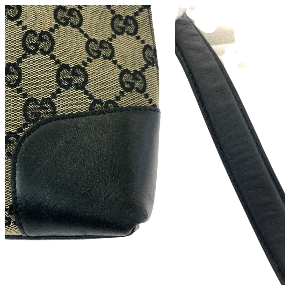 21585
GUCCI グッチ ワンショルダー ベージュ ブラック ゴールド金具 GGキャンバス / レザー 001 4231 ショルダーバッグ レディース AB20