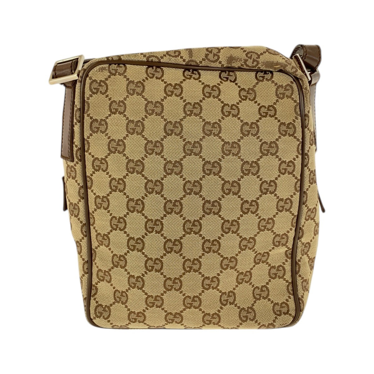 21586
GUCCI Beige Brown Silver Hardware GG Canvas / Leather 018 1612 Shoulder Bag Pochette Women's AB25