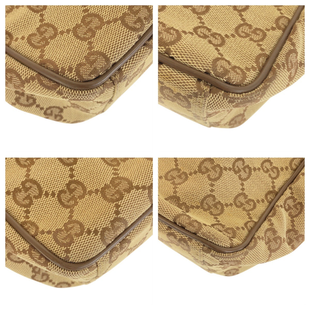21586
GUCCI Beige Brown Silver Hardware GG Canvas / Leather 018 1612 Shoulder Bag Pochette Women's AB25