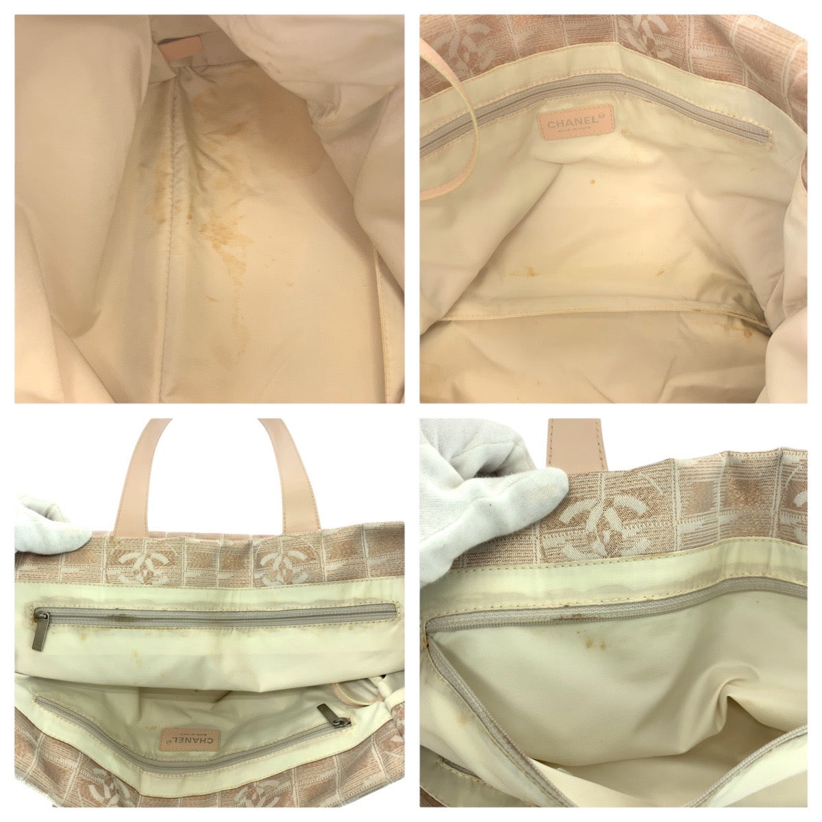 21587
CHANEL シャネル ヴィンテージ ニュートラベルライン トートMM ココマーク サーモンピンク シルバー金具 ナイロン / レザー トートバッグ ハンドバッグ レディース AB25