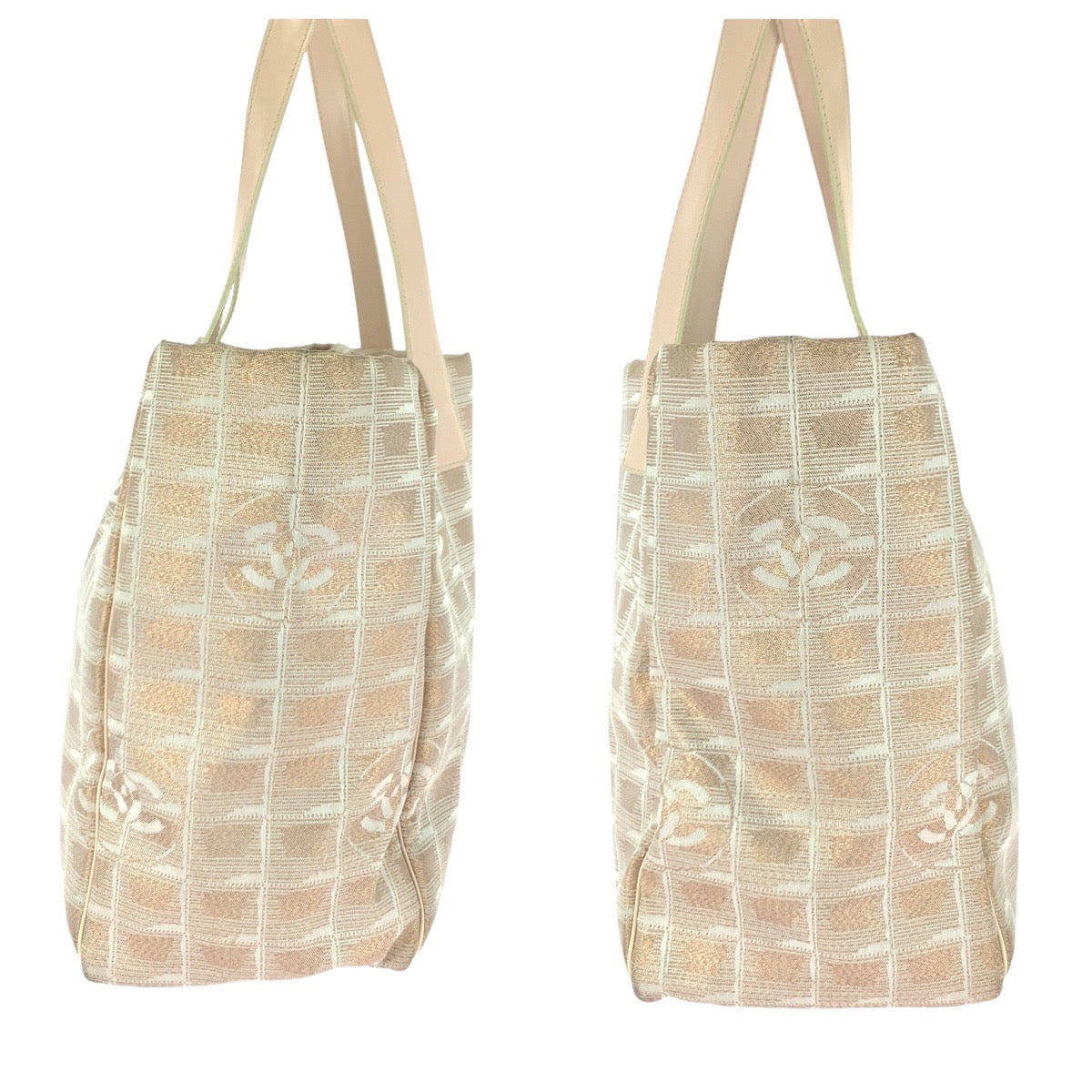 21587
CHANEL シャネル ヴィンテージ ニュートラベルライン トートMM ココマーク サーモンピンク シルバー金具 ナイロン / レザー トートバッグ ハンドバッグ レディース AB25