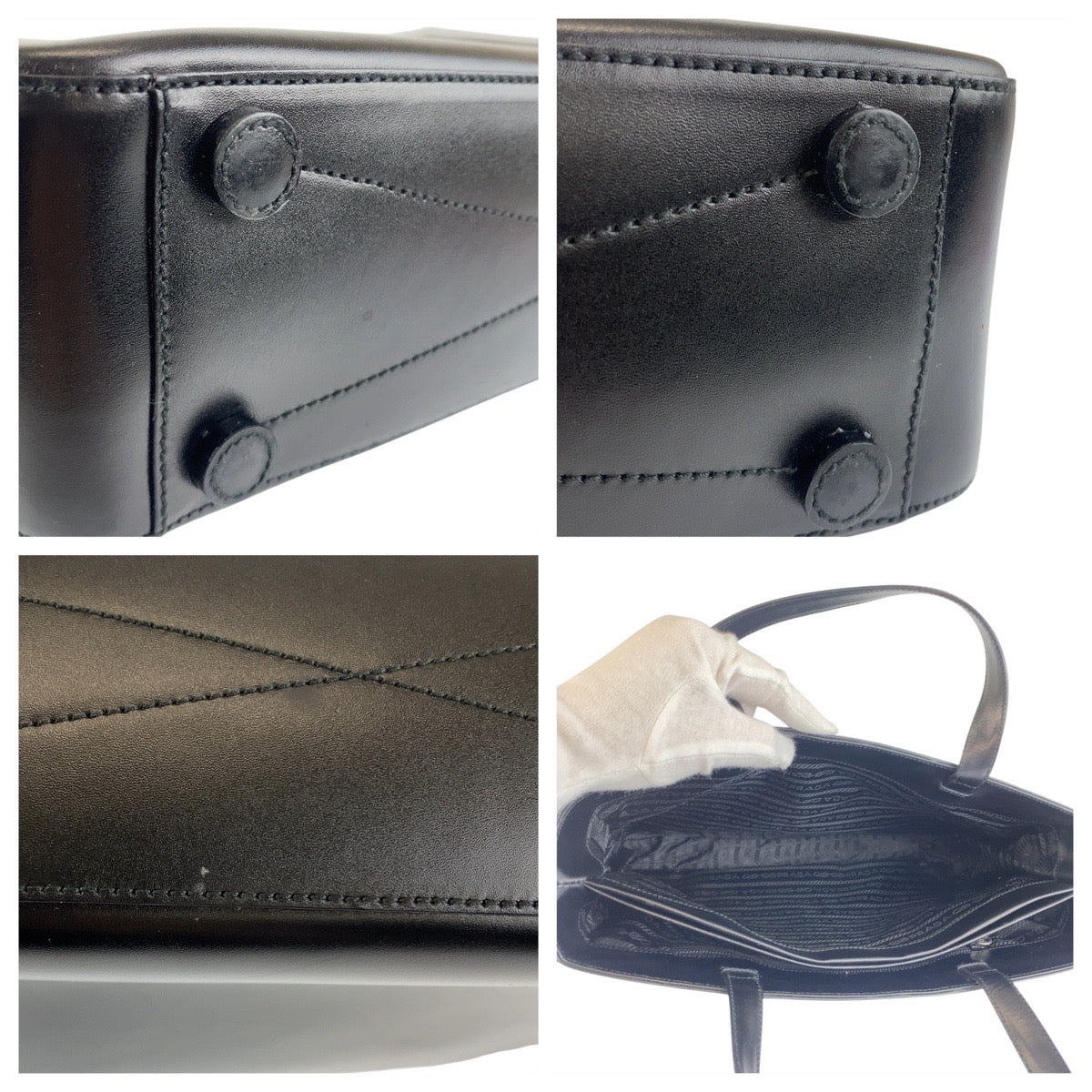 21589
PRADA プラダ ブラック 黒 シルバー金具 レザー トートバッグ レディース ABP26