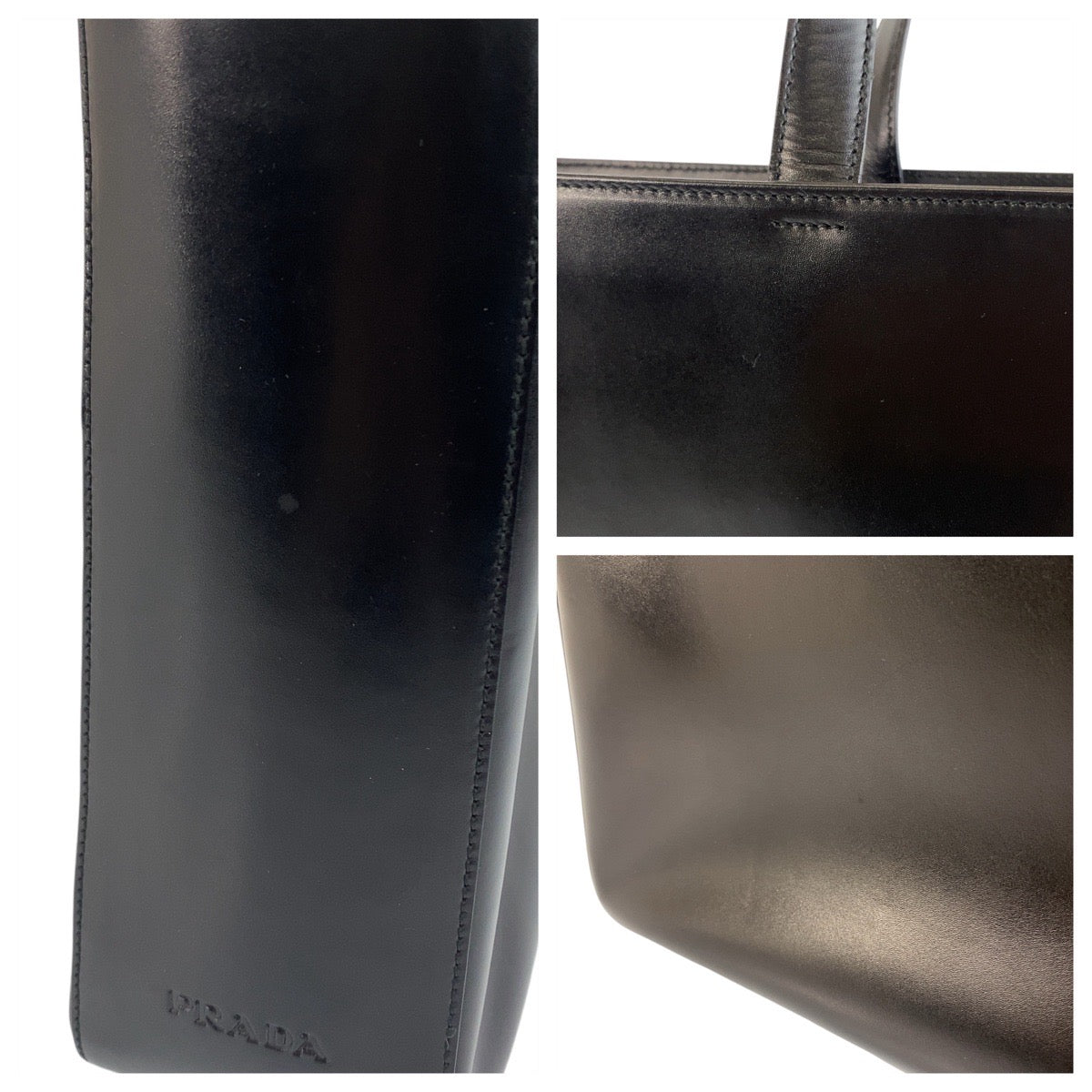 21589
PRADA プラダ ブラック 黒 シルバー金具 レザー トートバッグ レディース ABP26