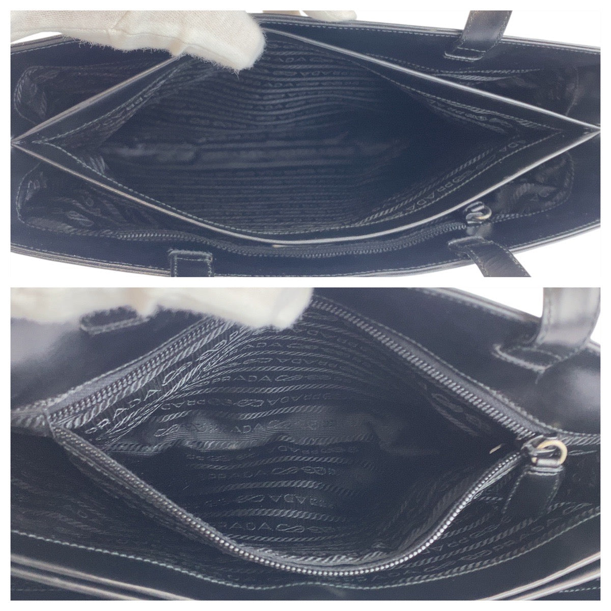 21589
PRADA プラダ ブラック 黒 シルバー金具 レザー トートバッグ レディース ABP26