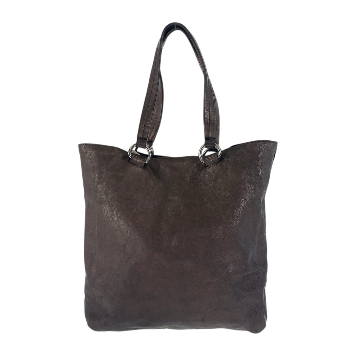 21590
PRADA プラダ ブラウン シルバー金具 レザー トートバッグ ショルダーバッグ レディース AB30