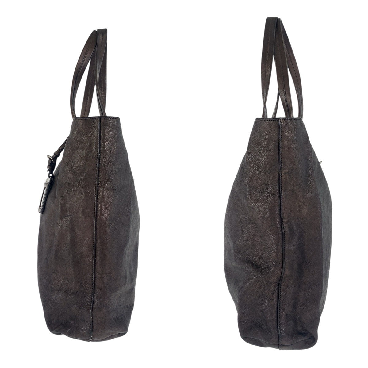 21590
PRADA プラダ ブラウン シルバー金具 レザー トートバッグ ショルダーバッグ レディース AB30