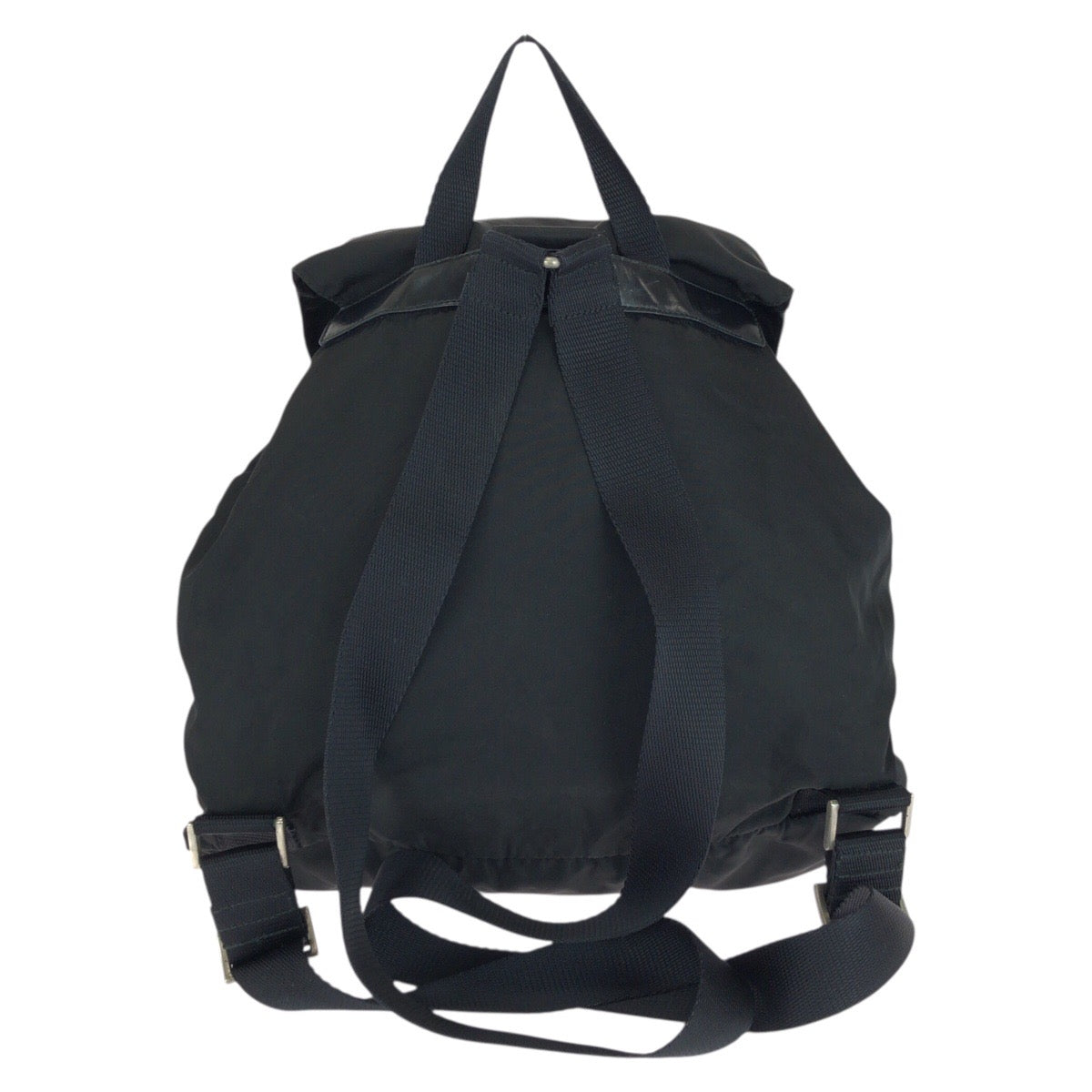 21591
PRADA プラダ テスート 三角ロゴプレート ブラック 黒 シルバー金具 ナイロン リュックサック バックパック レディース AB36