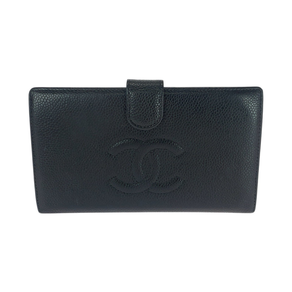 21594
CHANEL シャネル ヴィンテージ ココマーク ブラック 黒 ゴールド金具 キャビアスキン 長財布 ロングウォレット レディース ABP48