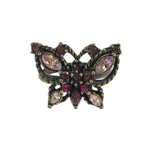 21596
ANNA SUI アナスイ バタフライ 蝶 ゴールド ブロンズ メタル リング・指輪 レディース A2