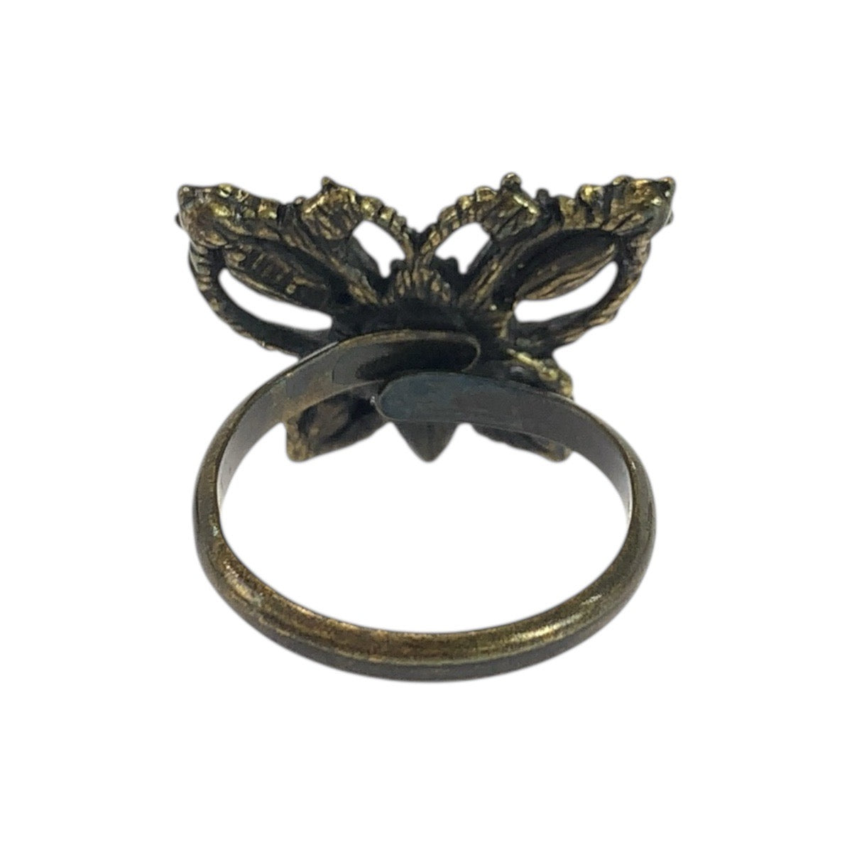 21596
ANNA SUI アナスイ バタフライ 蝶 ゴールド ブロンズ メタル リング・指輪 レディース A2