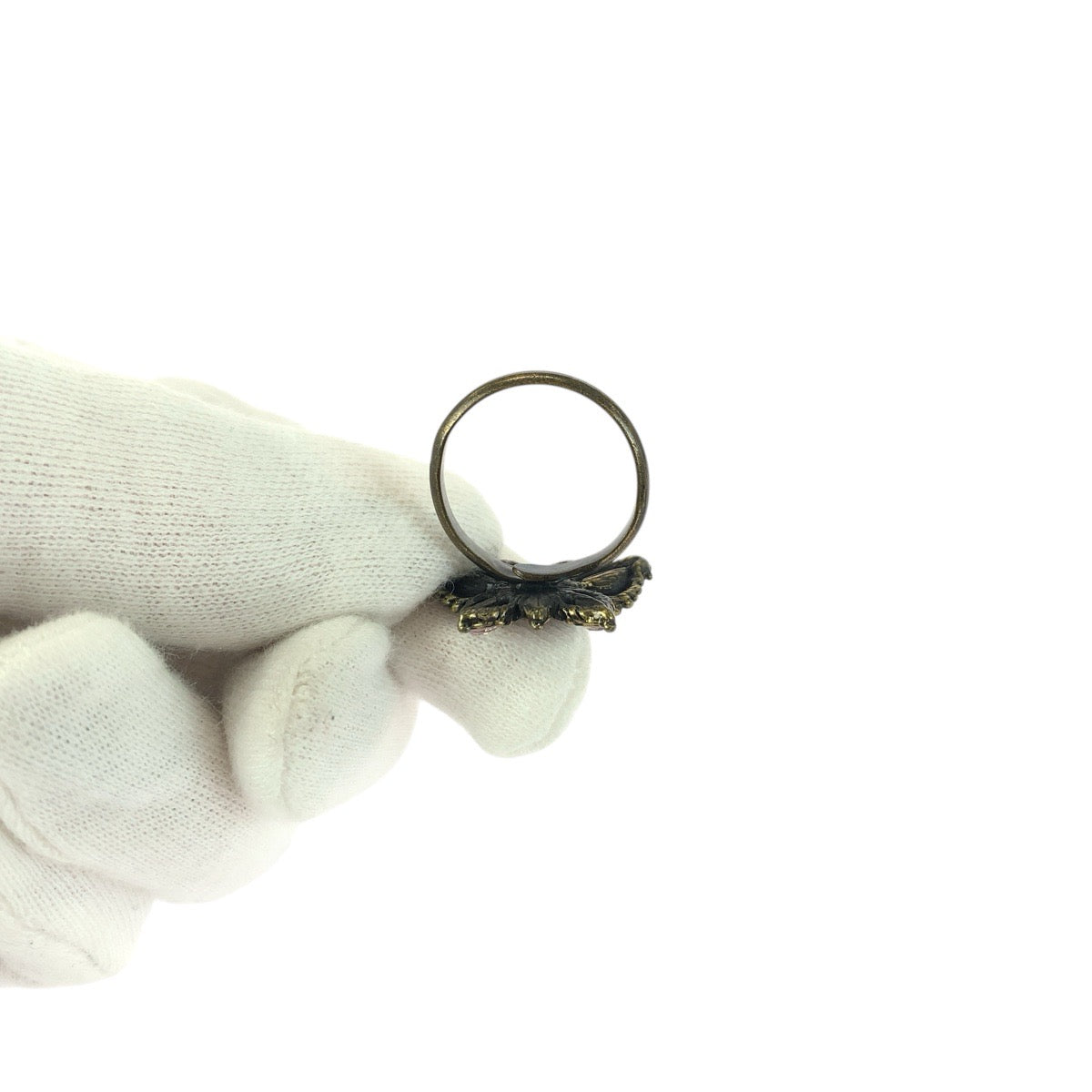 21596
ANNA SUI アナスイ バタフライ 蝶 ゴールド ブロンズ メタル リング・指輪 レディース A2