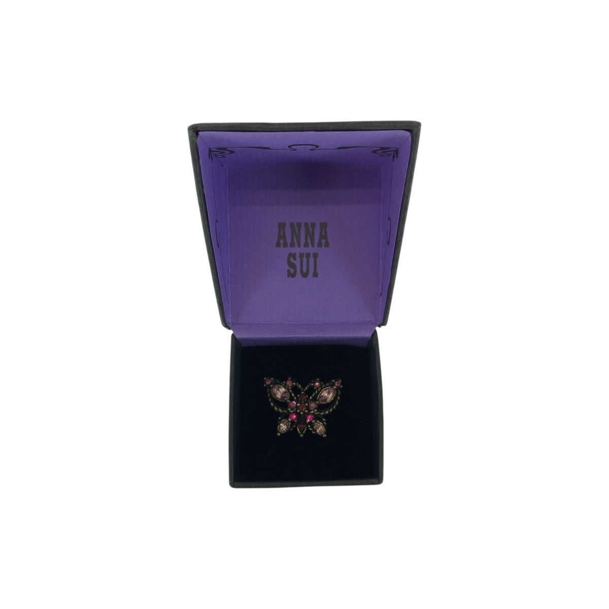 21596
ANNA SUI アナスイ バタフライ 蝶 ゴールド ブロンズ メタル リング・指輪 レディース A2