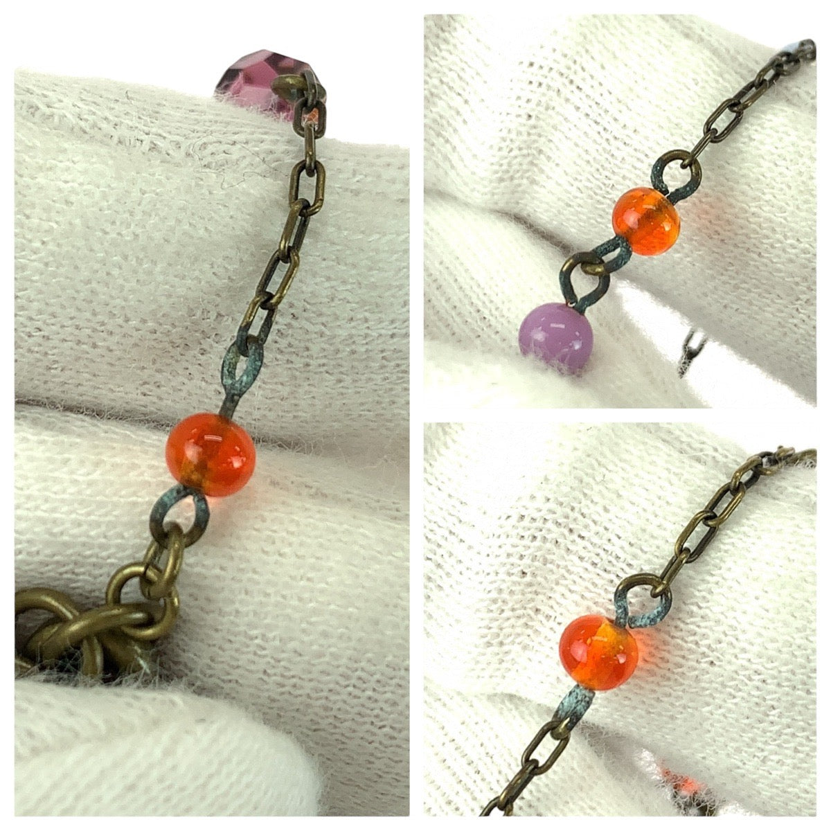 21597
ANNA SUI アナスイ フラワー 花 ゴールド ブロンズ メタル ブレスレット レディース AB2