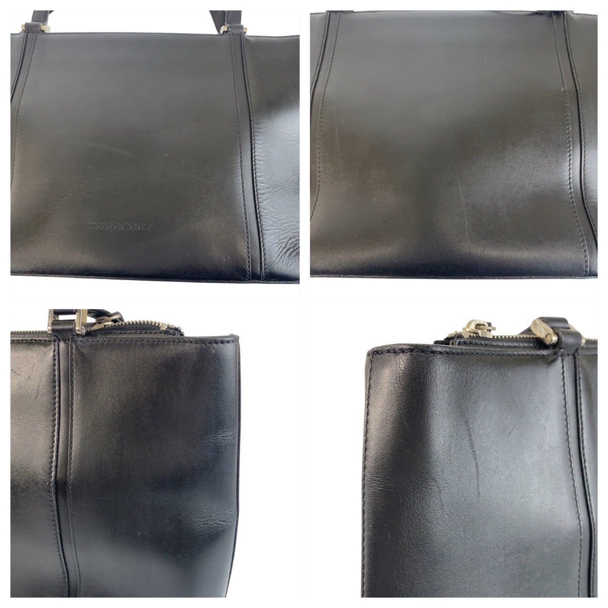 21602
BURBERRY バーバリー 中チェック柄 ブラック 黒 シルバー金具 レザー / キャンバス トートバッグ ショルダーバッグ レディース ABP22