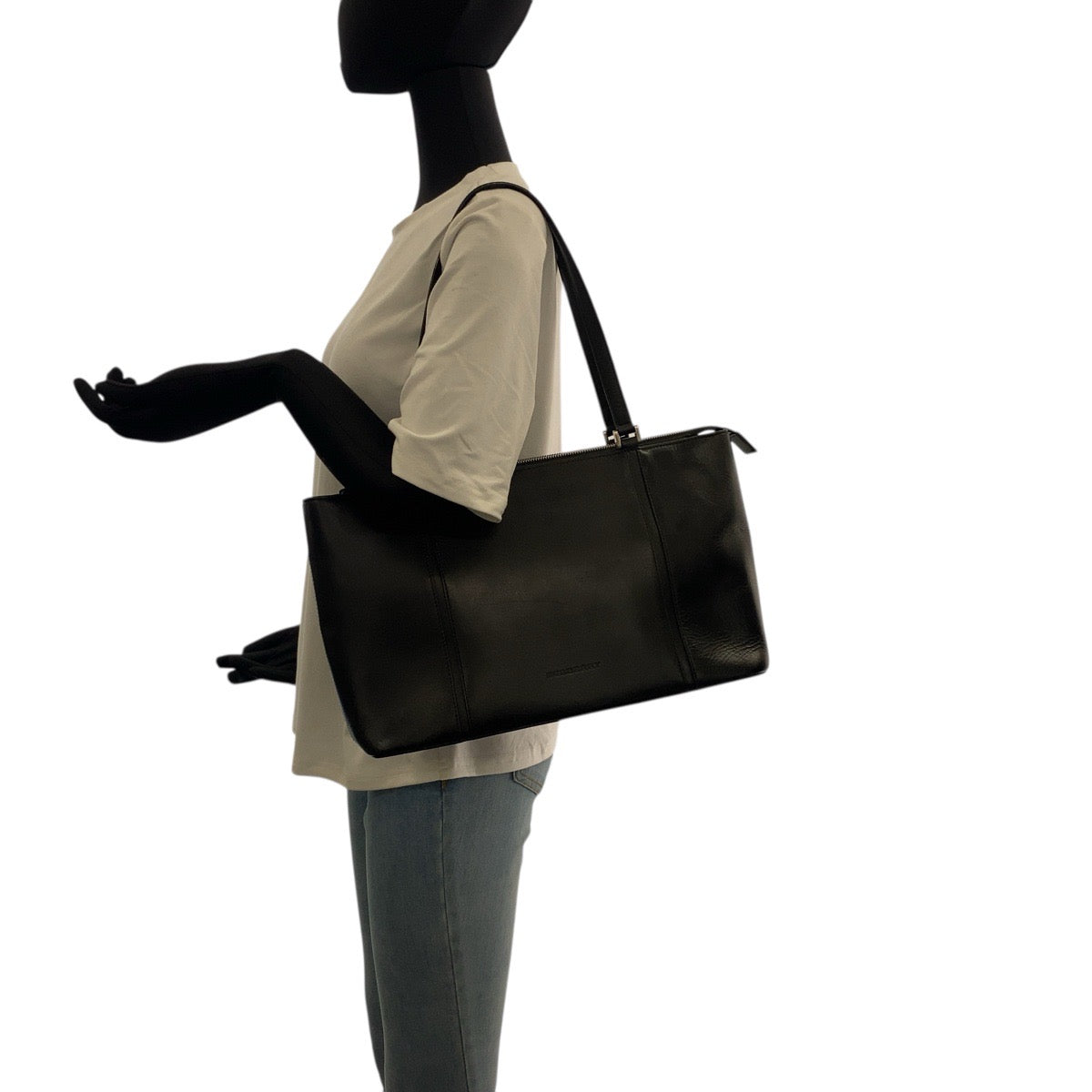 21602
BURBERRY バーバリー 中チェック柄 ブラック 黒 シルバー金具 レザー / キャンバス トートバッグ ショルダーバッグ レディース ABP22