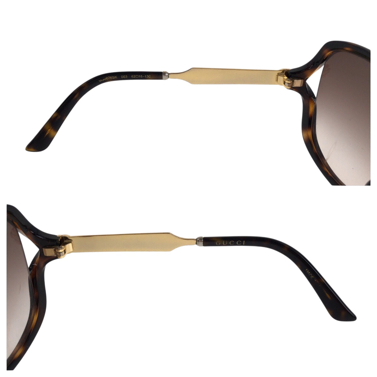 21605
GUCCI グッチ マーブル ブラウン ゴールド メタル / プラスチック GG0076SK 003 62□15 130 サングラス オーバル レディース ABP14