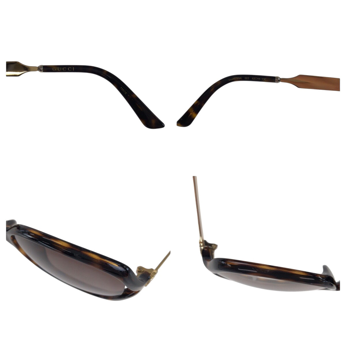 21605
GUCCI グッチ マーブル ブラウン ゴールド メタル / プラスチック GG0076SK 003 62□15 130 サングラス オーバル レディース ABP14