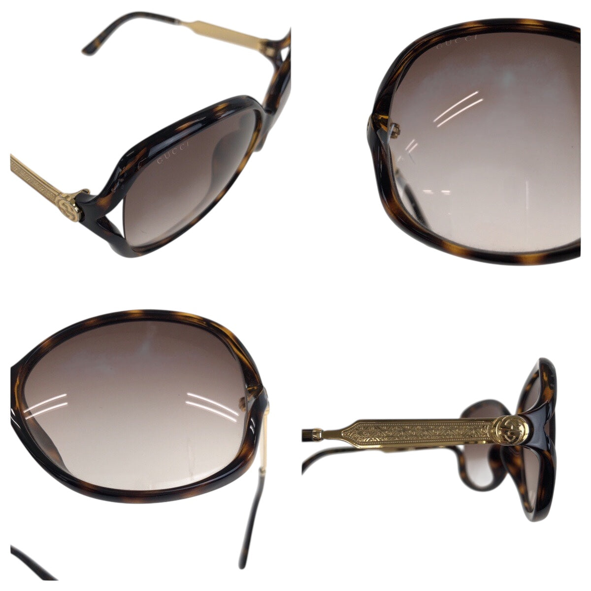 21605
GUCCI グッチ マーブル ブラウン ゴールド メタル / プラスチック GG0076SK 003 62□15 130 サングラス オーバル レディース ABP14